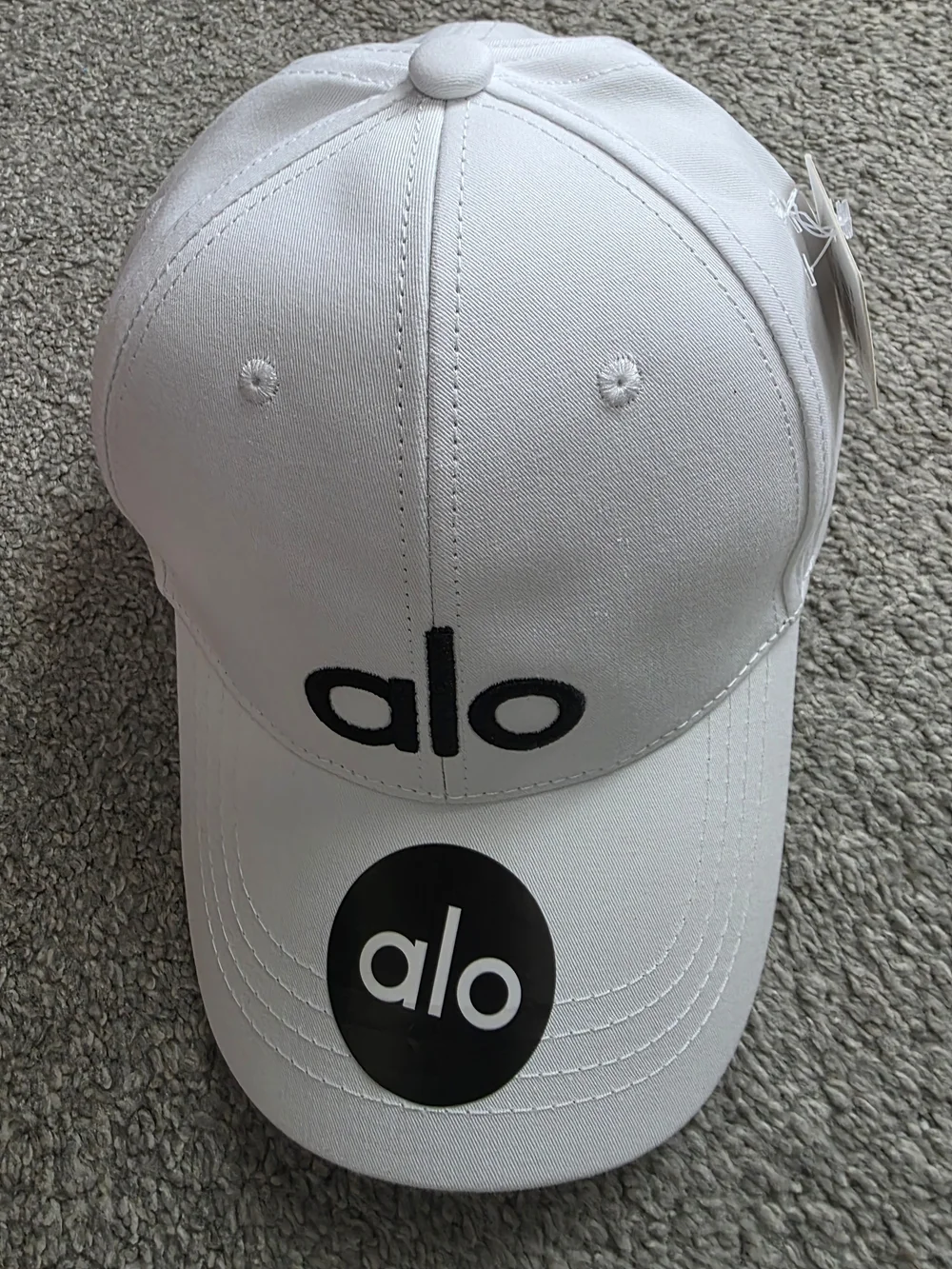 ALO Yoga White Hat with Black Logo